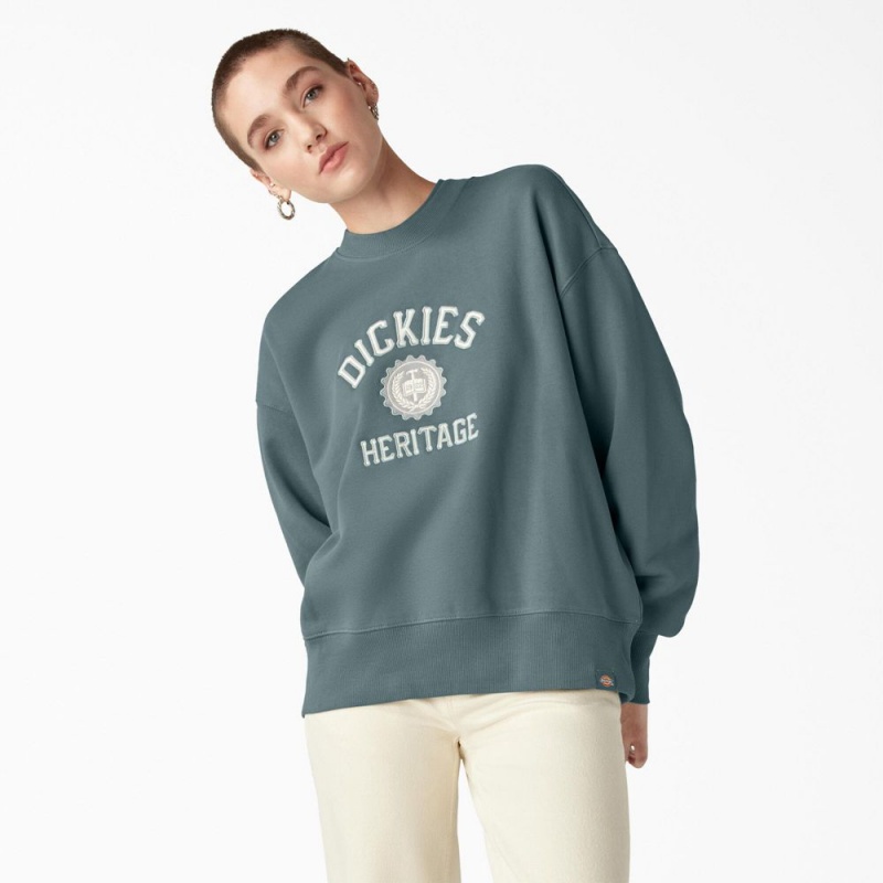 Blue Dickies Oxford Women\'s Sweatshirt | 452-DHJCOE