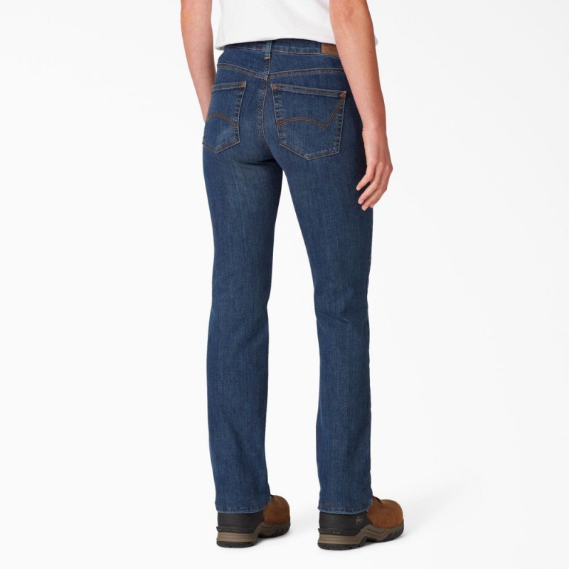 Blue Dickies Perfect Shape Straight Fit Women's Jeans | 267-IOGEZY