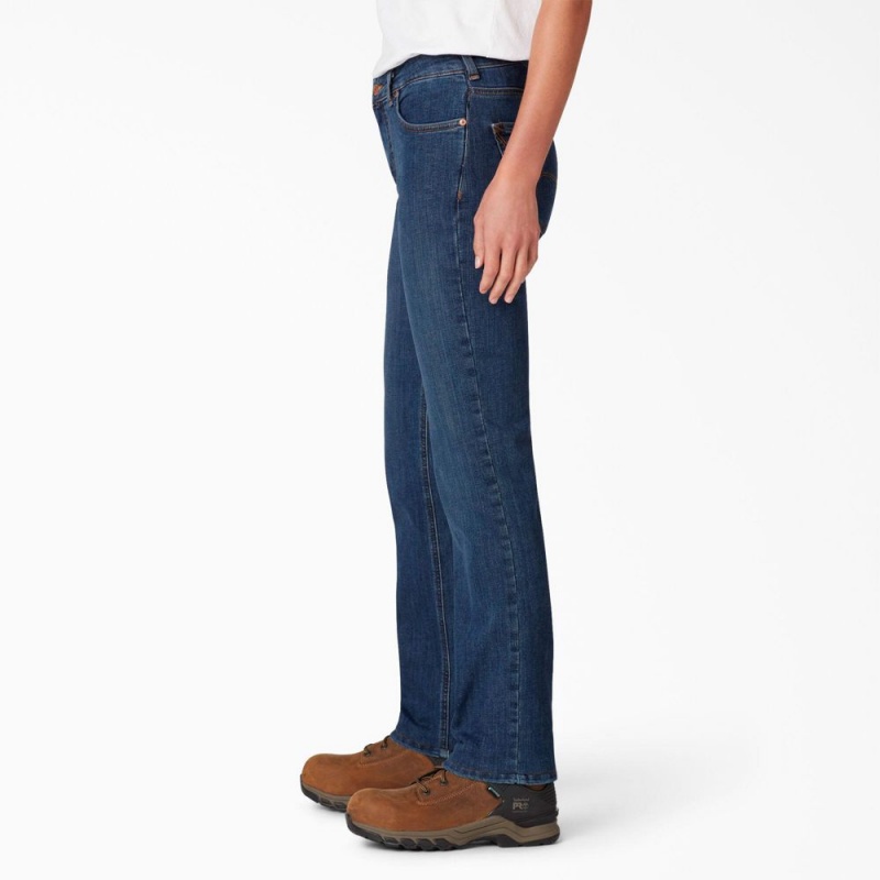 Blue Dickies Perfect Shape Straight Fit Women's Jeans | 267-IOGEZY