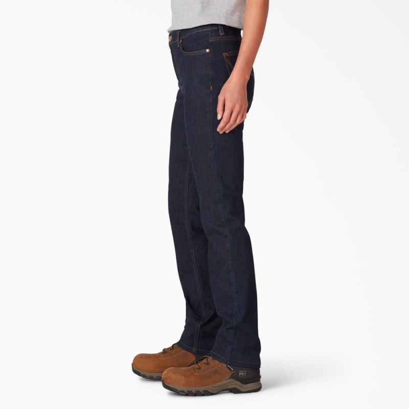 Blue Dickies Perfect Shape Straight Fit Women's Jeans | 836-HLIVON