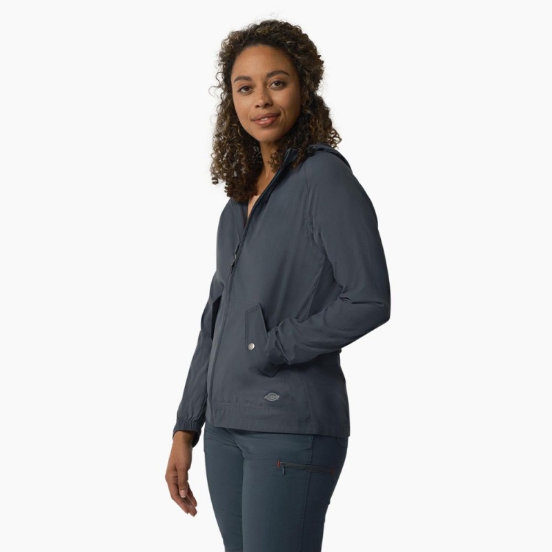 Blue Dickies Performance Hooded Women's Jacket | 802-MTPSFE