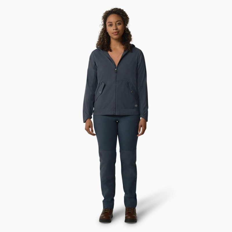 Blue Dickies Performance Hooded Women's Jacket | 802-MTPSFE