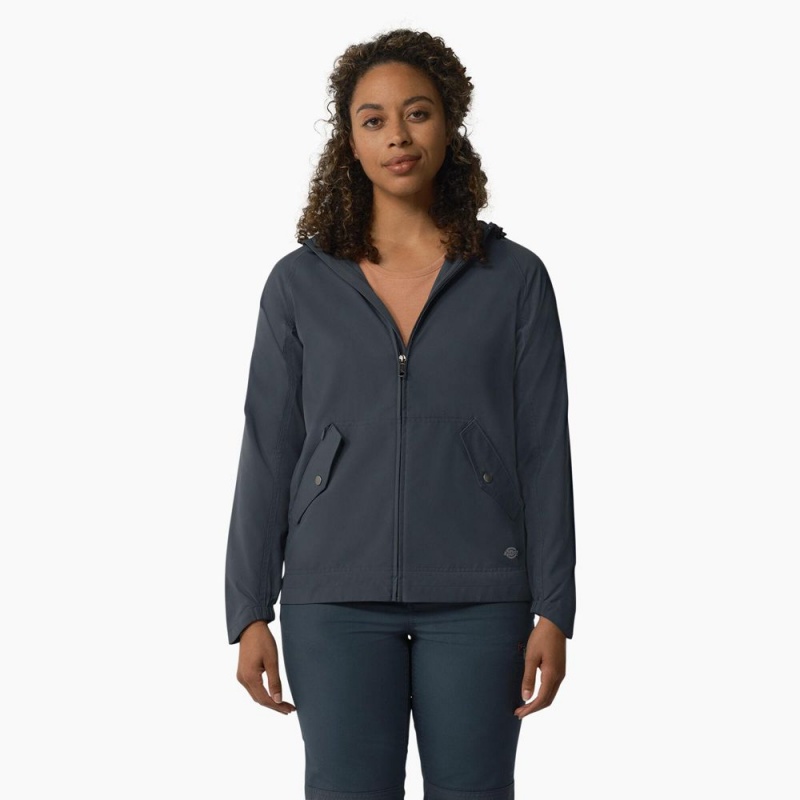 Blue Dickies Performance Hooded Women\'s Jacket | 802-MTPSFE