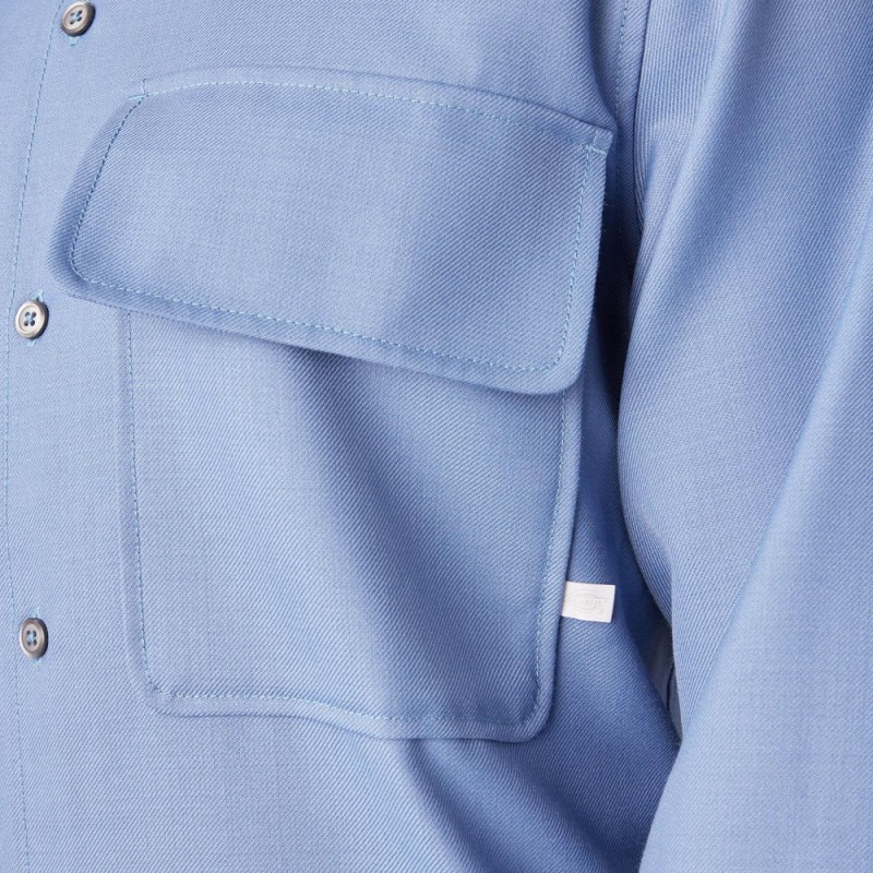 Blue Dickies Premium Collection Boxy Men's Shirt | 350-TPDOIZ