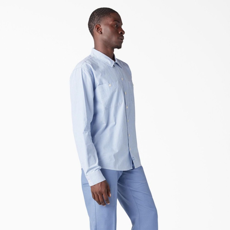 Blue Dickies Premium Collection Service Men's Shirt | 205-WNIKME