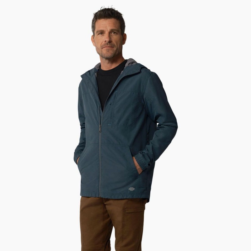 Blue Dickies ProTect Cooling Hooded Ripstop Men's Jacket | 564-RQZJSF