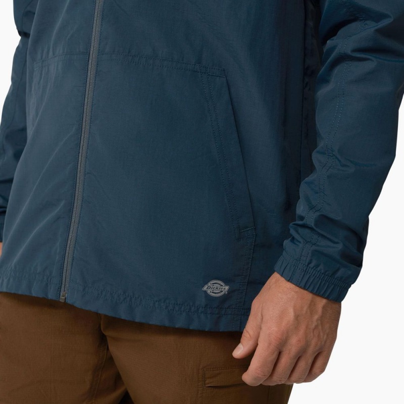 Blue Dickies ProTect Cooling Hooded Ripstop Men's Jacket | 564-RQZJSF