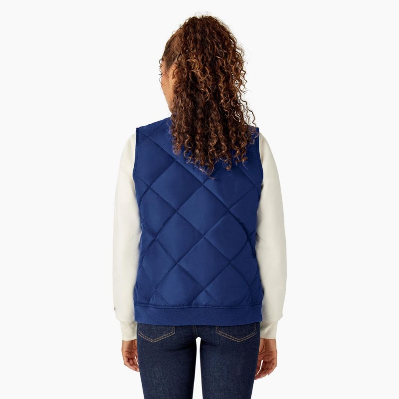 Blue Dickies Quilted Women's Vest | 216-VXYDUW