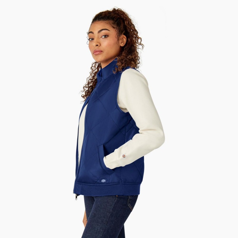 Blue Dickies Quilted Women's Vest | 216-VXYDUW