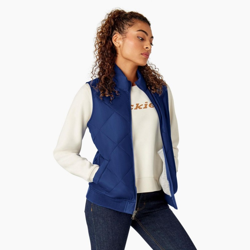 Blue Dickies Quilted Women's Vest | 216-VXYDUW