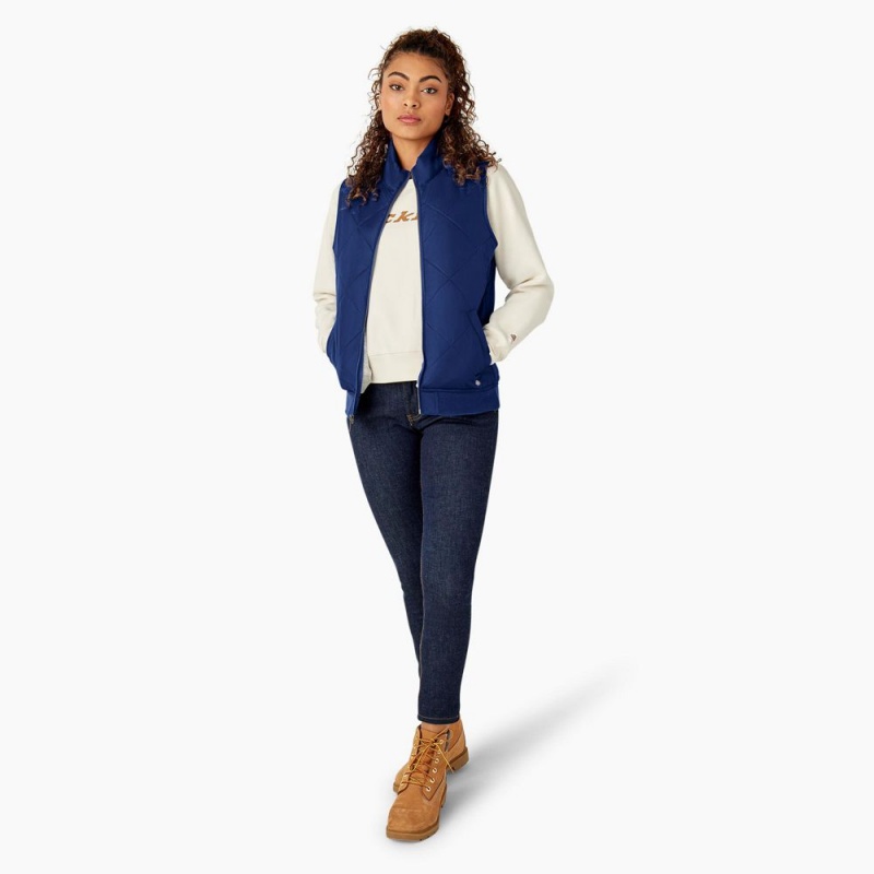 Blue Dickies Quilted Women's Vest | 216-VXYDUW