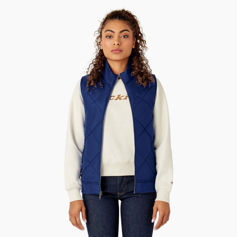 Blue Dickies Quilted Women\'s Vest | 216-VXYDUW