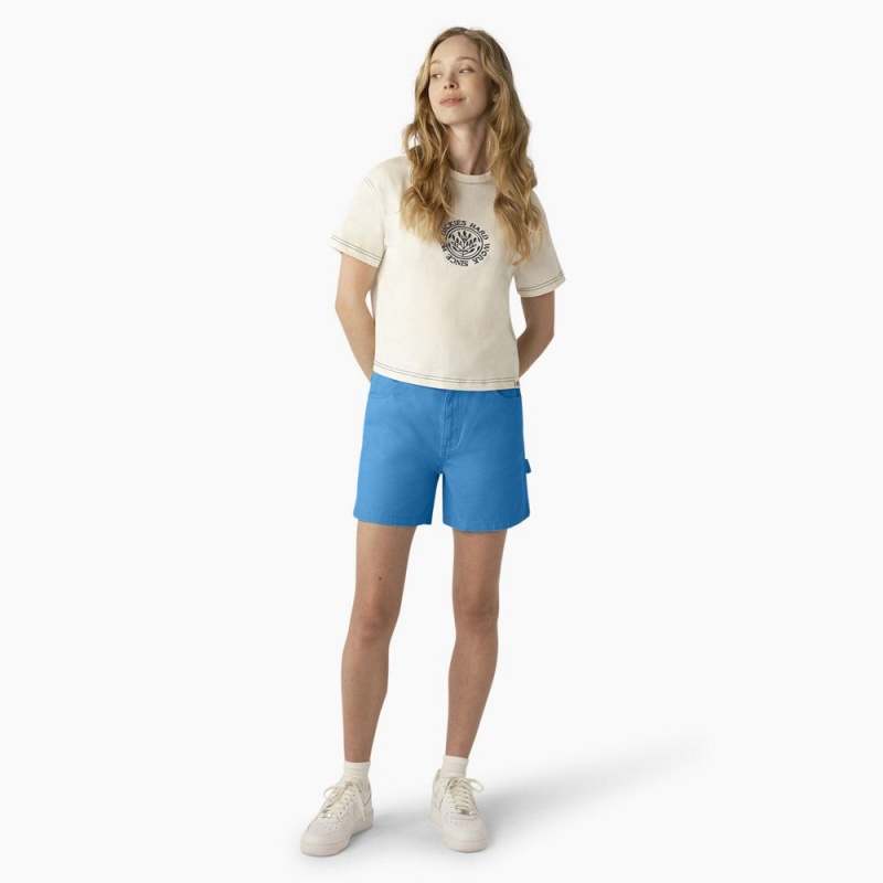 Blue Dickies Regular Fit Duck Women's Shorts | 890-MNIEAO