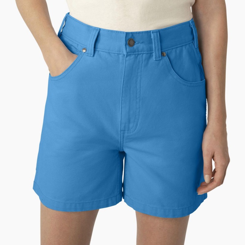 Blue Dickies Regular Fit Duck Women's Shorts | 890-MNIEAO