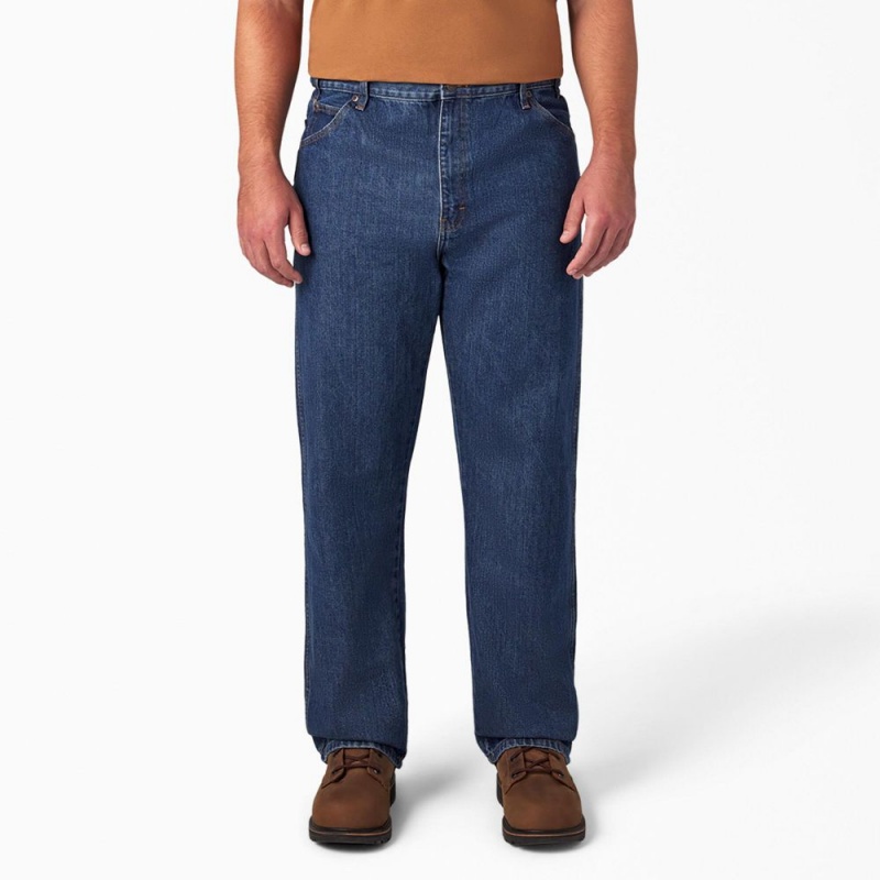 Blue Dickies Regular Fit Men's Jeans | 379-RWDCNU