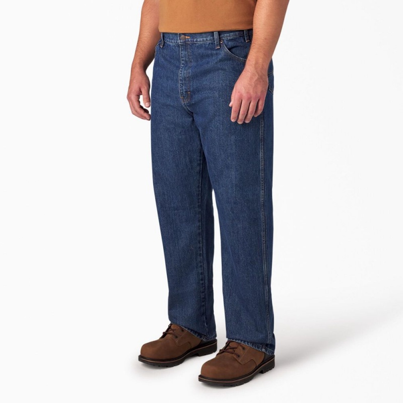 Blue Dickies Regular Fit Men's Jeans | 379-RWDCNU