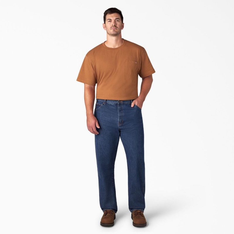 Blue Dickies Regular Fit Men's Jeans | 379-RWDCNU