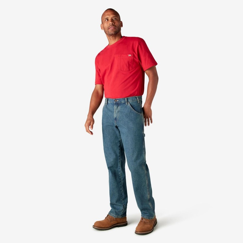 Blue Dickies Relaxed Fit Carpenter Men's Jeans | 951-JOZBKQ