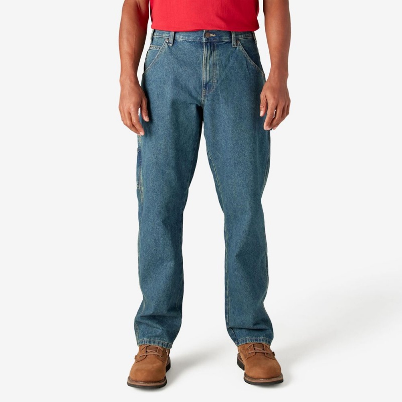 Blue Dickies Relaxed Fit Carpenter Men\'s Jeans | 951-JOZBKQ