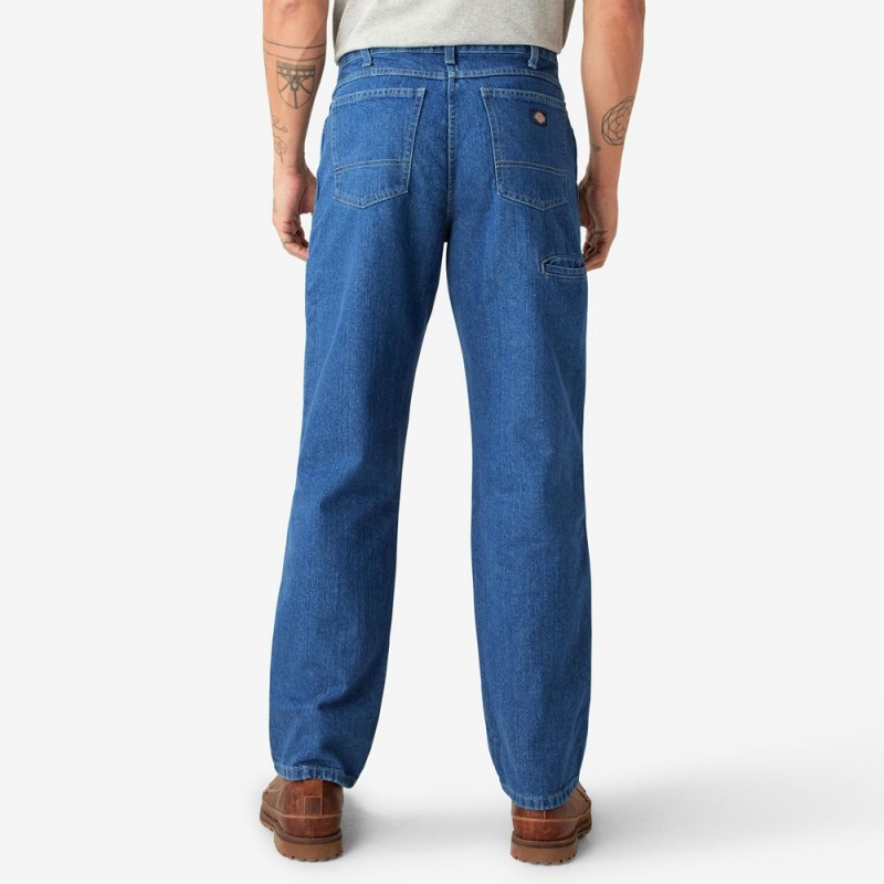 Blue Dickies Relaxed Fit Double Knee Men's Jeans | 457-FQWZMA