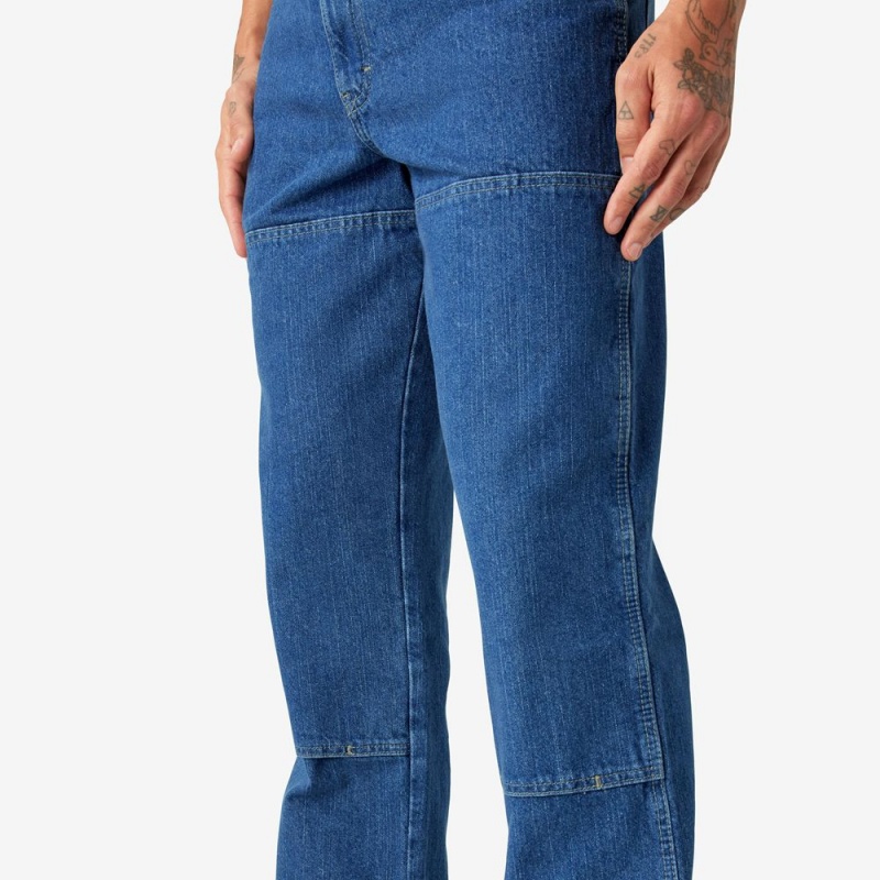 Blue Dickies Relaxed Fit Double Knee Men's Jeans | 457-FQWZMA