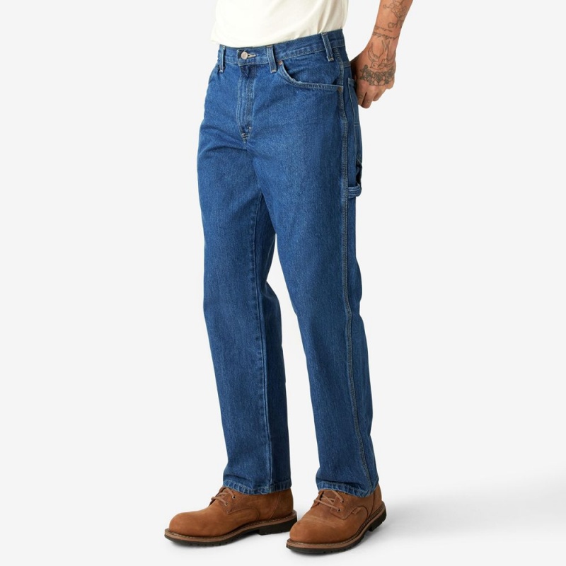 Blue Dickies Relaxed Fit Heavyweight Carpenter Men's Jeans | 012-AZUPHN