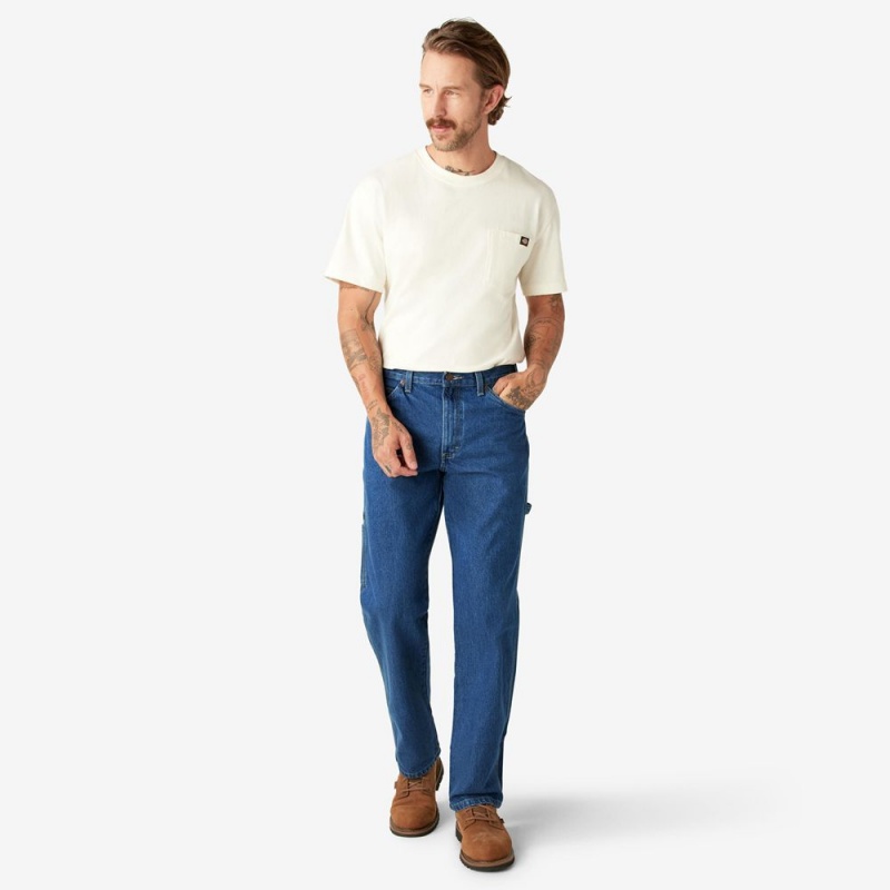 Blue Dickies Relaxed Fit Heavyweight Carpenter Men's Jeans | 012-AZUPHN