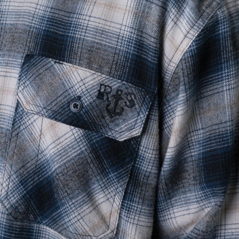 Blue Dickies Ronnie Sandoval Brushed Flannel Men's Shirt | 031-IEPLUH