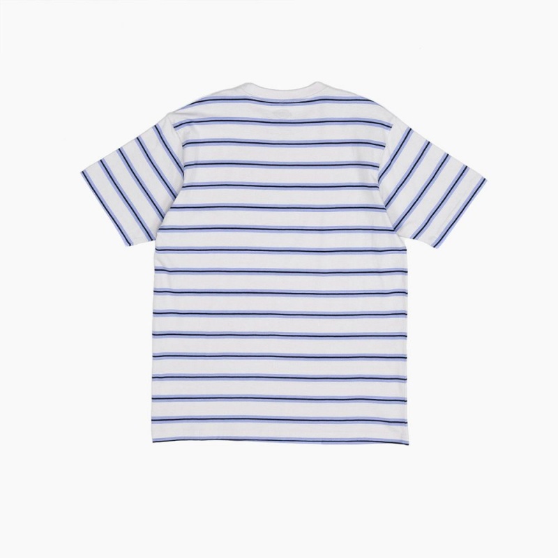 Blue Dickies Skateboarding Striped Men's T-Shirt | 638-OITYKC