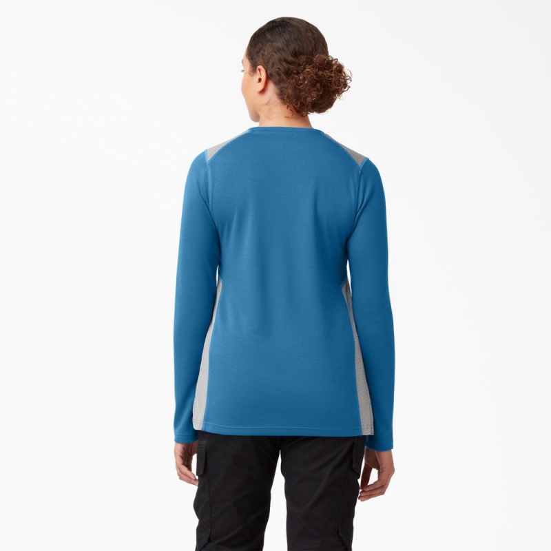 Blue Dickies Temp-iQ® 365 Long Sleeve Pocket Women's T-Shirt | 241-NEIGHL