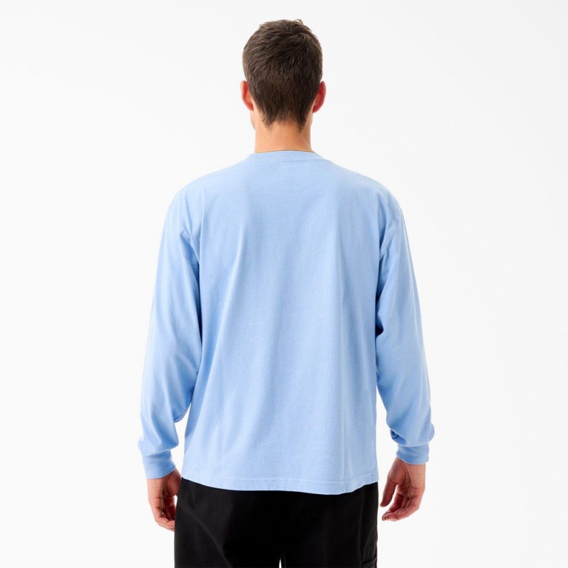 Blue Dickies Tom Knox Long Sleeve Men's T-Shirt | 027-OMHTFV