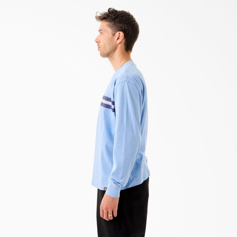 Blue Dickies Tom Knox Long Sleeve Men's T-Shirt | 027-OMHTFV