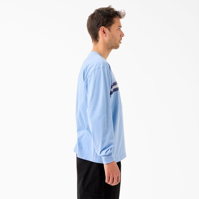 Blue Dickies Tom Knox Long Sleeve Men's T-Shirt | 027-OMHTFV