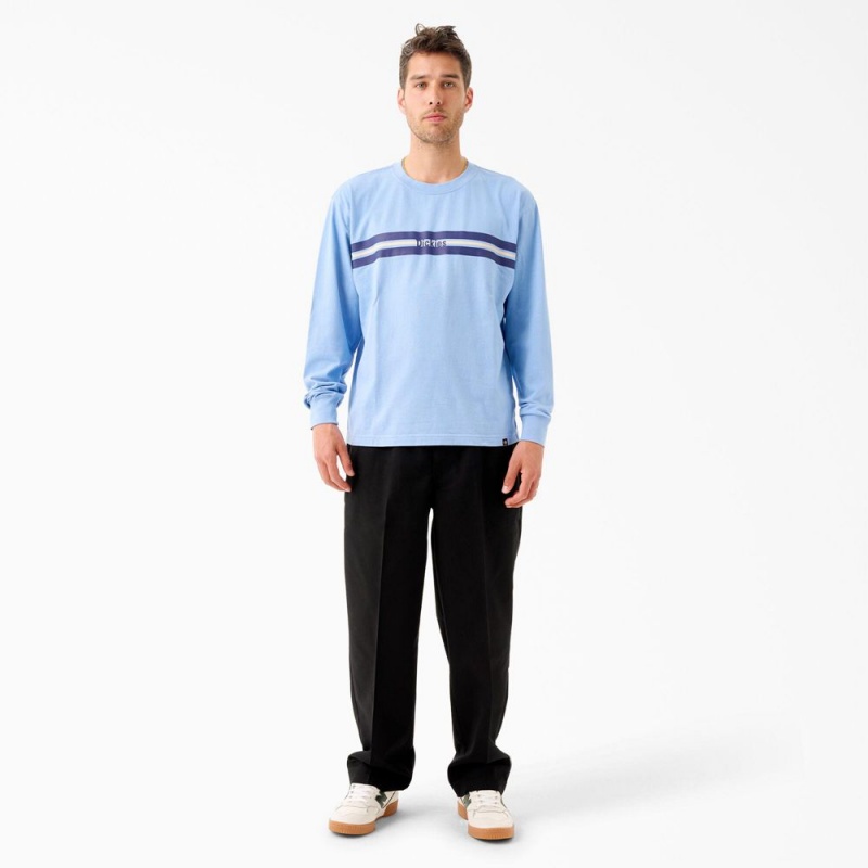 Blue Dickies Tom Knox Long Sleeve Men's T-Shirt | 027-OMHTFV