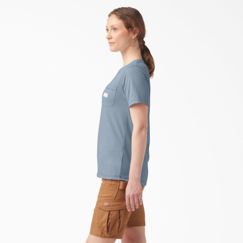 Blue Dickies Traeger x Pocket Women's T-Shirt | 285-KBTXRW