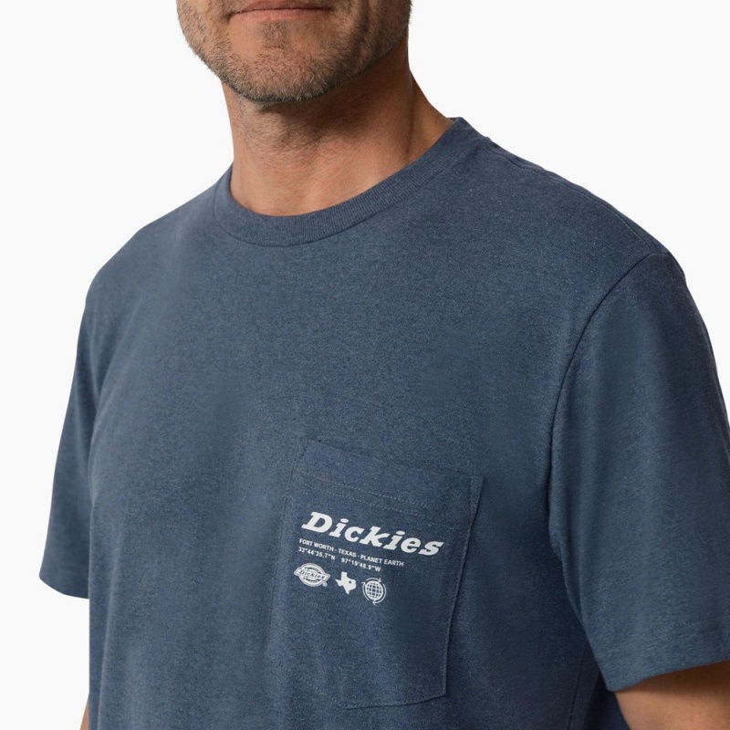 Blue Dickies United By Work Graphic Pocket Men's T-Shirt | 125-ANCXEO