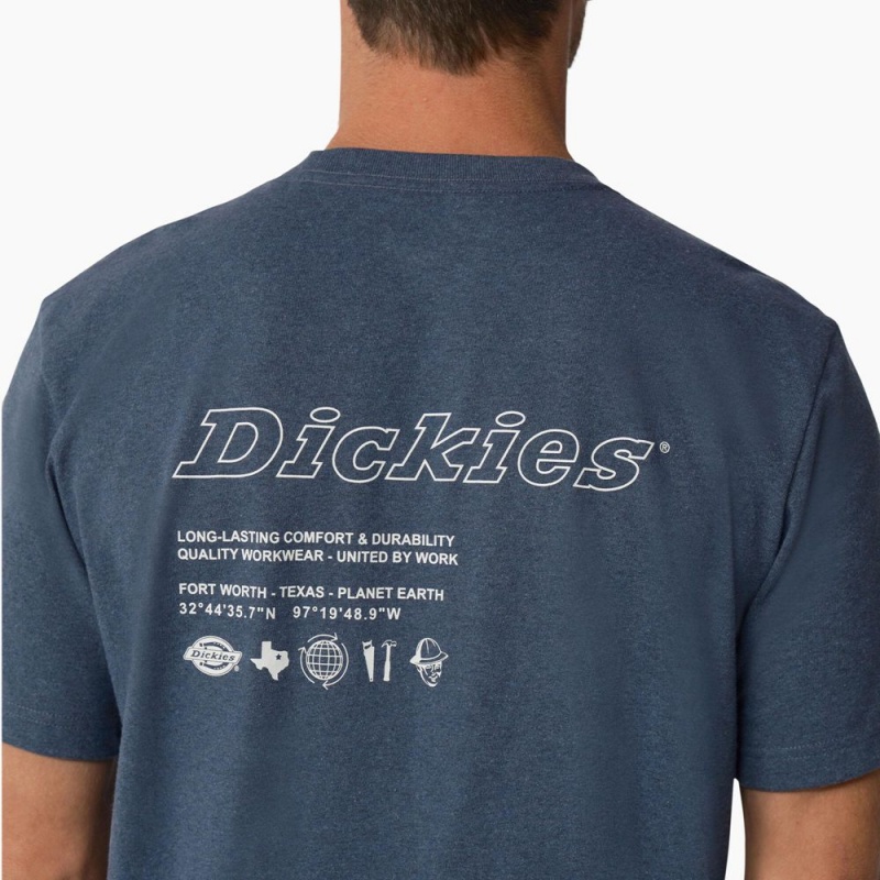 Blue Dickies United By Work Graphic Pocket Men's T-Shirt | 125-ANCXEO