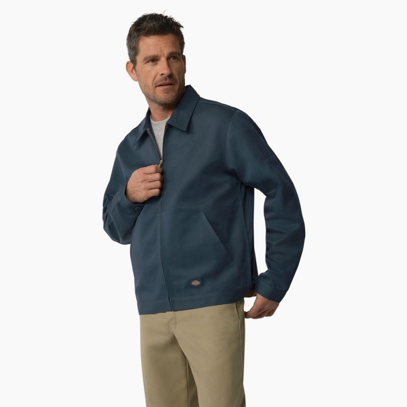 Blue Dickies Unlined Eisenhower Men's Jacket | 621-XPKETR