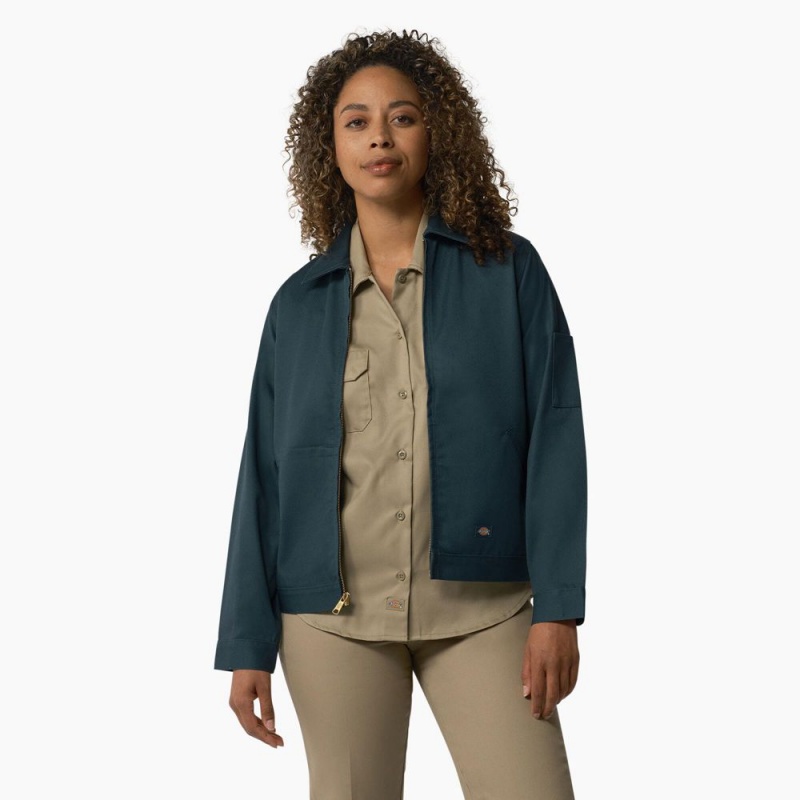 Blue Dickies Unlined Eisenhower Women\'s Jacket | 512-CJIBPG