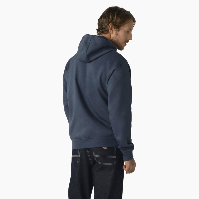 Blue Dickies Water Repellent Logo Men's Hoodie | 784-GHJAZO