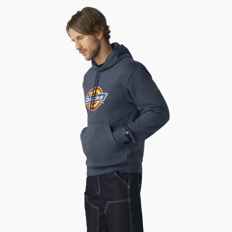 Blue Dickies Water Repellent Logo Men's Hoodie | 784-GHJAZO