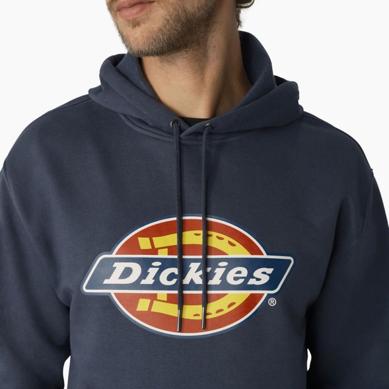 Blue Dickies Water Repellent Logo Men's Hoodie | 784-GHJAZO