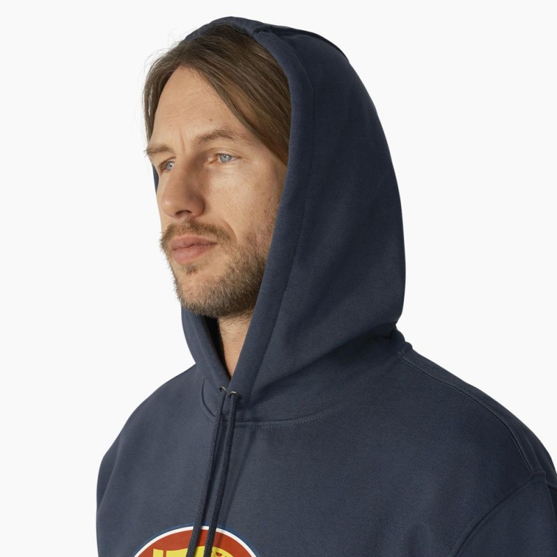 Blue Dickies Water Repellent Logo Men's Hoodie | 784-GHJAZO