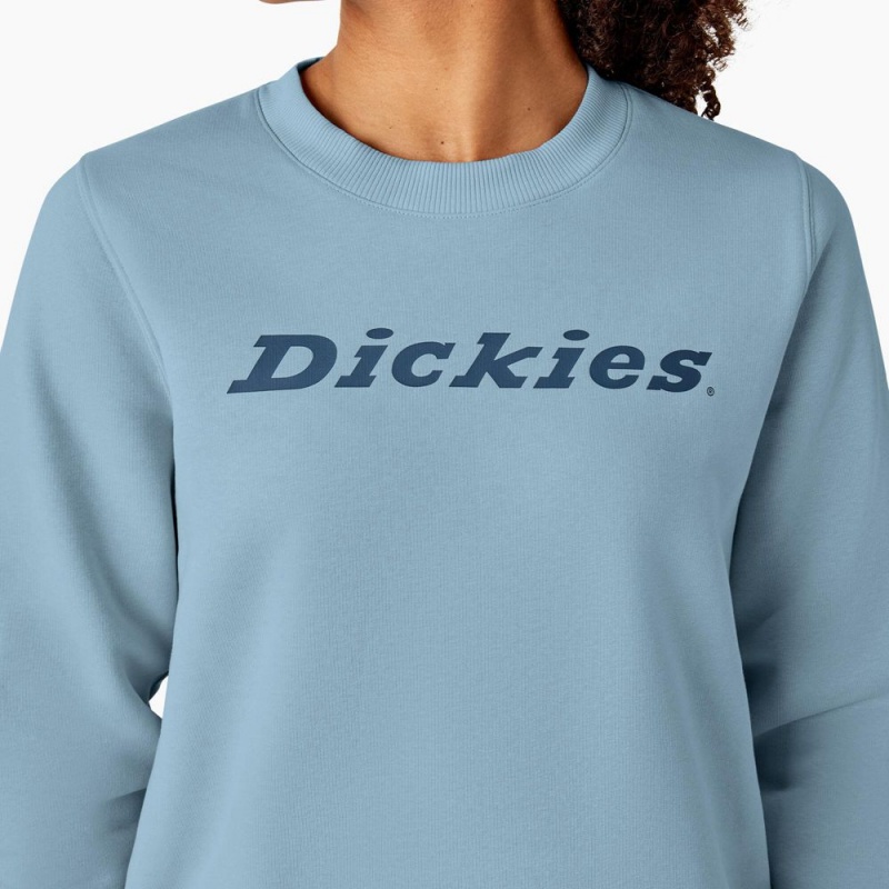 Blue Dickies Water Repellent Logo Women's Sweatshirt | 916-ISERUO