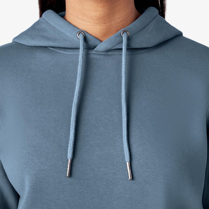 Blue Dickies Water Repellent Sleeve Logo Women's Hoodie | 138-ALJUVF