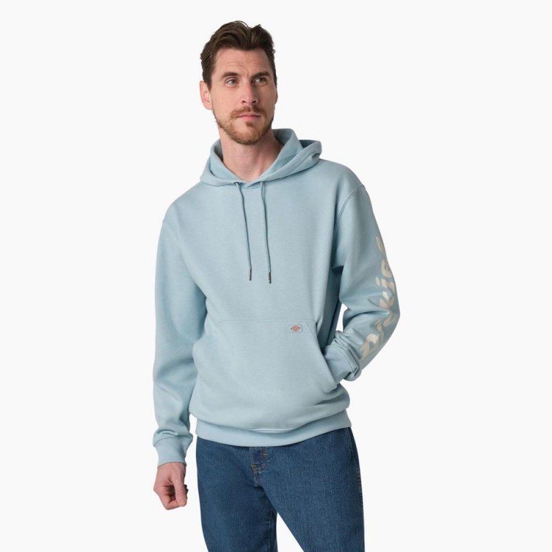 Blue Dickies Water Repellent Sleeve Logo Men\'s Hoodie | 098-VOPHYI