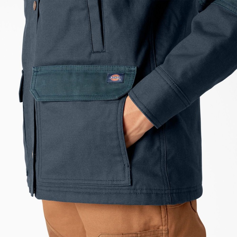 Blue Dickies Waxed Canvas Chore Coat Women's Jacket | 851-XZQHVE