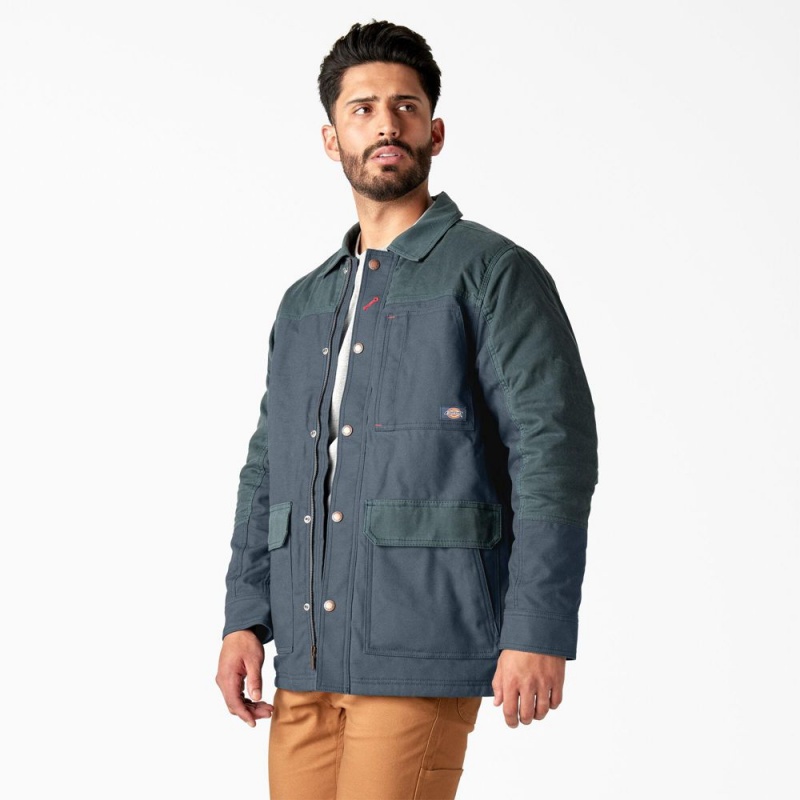 Blue Dickies Waxed Canvas Chore Men's Jacket | 149-PSQYIO