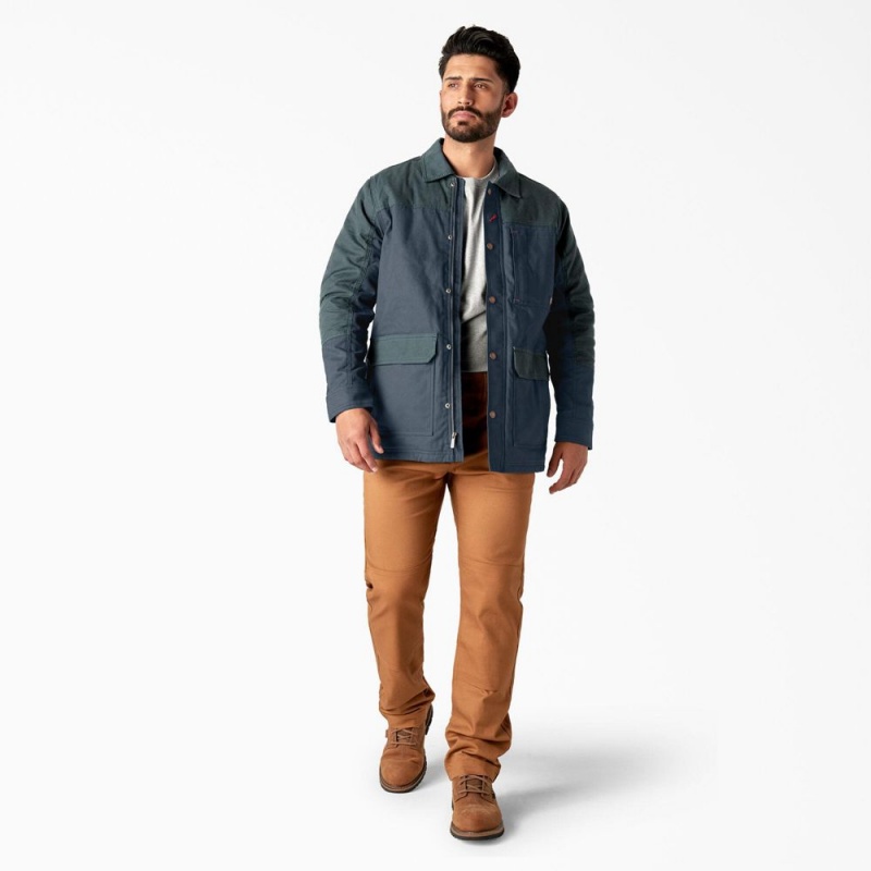 Blue Dickies Waxed Canvas Chore Men's Jacket | 149-PSQYIO