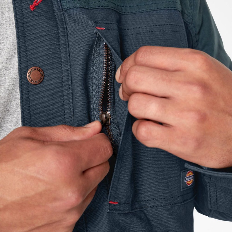 Blue Dickies Waxed Canvas Chore Men's Jacket | 149-PSQYIO